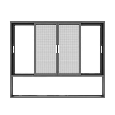 中国 Magnetic Screen Wind Proof Customized Sliding Double Layer Solid Glass Large Aluminum Windows 販売のため