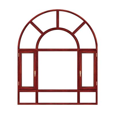 China Sliding Balcony Window With Lattice Strip Bow Shaped Broken Deck Aluminum Casement Window for sale