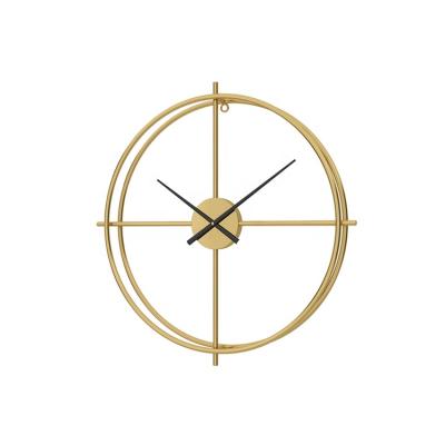 China Modern Type Ion Art Home Decorations New Gold Metal Wall Clock Interesting Price Decor for sale