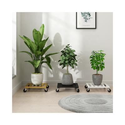 China Durable and Movable Custom Square Movable Metal Roller Stand Flower Plant Indoor Outdoor Stand With Wheels for sale