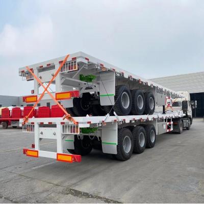 China 3 Axles 40FT 20FT Flatbed Trailer with Container Lock Jost Two Speed Support Leg for sale