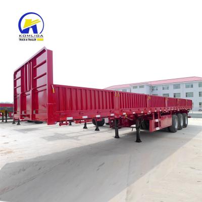 Cina 40T 60T Flatbed Cargo Trailer Semi-trailer a parete laterale con base ruota 7000-8000mm in vendita