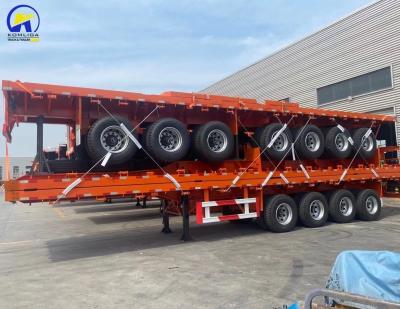 China 50T Load Capacity Steel Container Flatbed Semi Trailer for Heavy Duty Transportation for sale