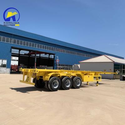 China Direct 3axle 40ton 40feet Skeleton Semi Trailer with 16mm Channel Steel Side Beam for sale