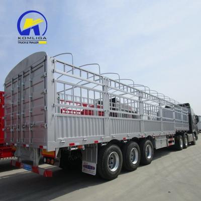 China 3 Axle 60 Ton Side Wall Fence Used Cargo Trailer with 7000-8000mm Wheel Base and Steel for sale