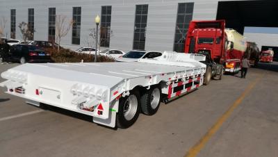 China Cross Arm Type Suspension 3 Axles 4 Axles Heavy Load Lowbed Semi Trailer with Ramp for sale