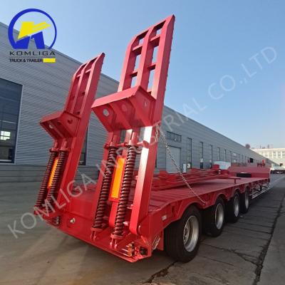 China 4mm Platform Multi Axle Low Bed Semi Trailer 60 80 100 Tons for Heavy-Duty Transport for sale