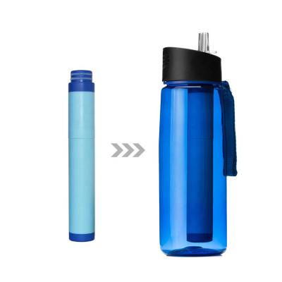 China 650ML Personal Camping Filter Bottle Plastic 0.01 Micron Bpa Free Filter Water Bottle for sale