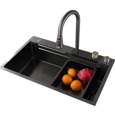 China With Faucet Kitchen Sink Undermount Stainless Steel Bowl Workflow Custom Single Rim Black Kitchen Sinks for sale