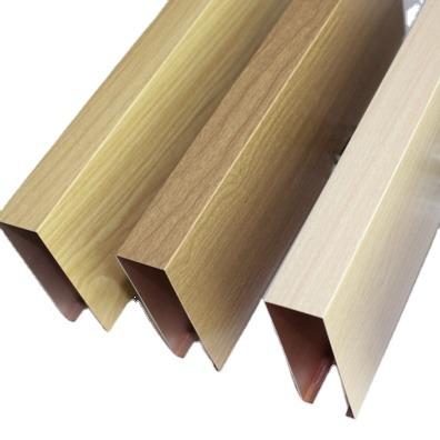 China Indoor Aluminum Square Wood Tube Ceiling Slats Grain Decorations Aluminum Project Materials for sale