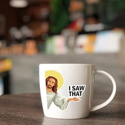 China Decorative Sticker Jesus I Saw That PET Jesus Stickers Car Decals Funny Sticker for Car Vehicle Truck Window Laptop Water Bottle Bumper Skateboard for sale