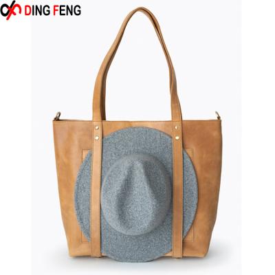 China Fashion Factory Customize Luxury Cross-Body Shoulder Bag Women Leather Travel Handbag Tote Bag With Hat Holder for sale