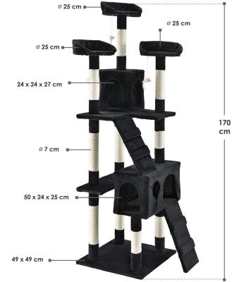 China High Quality Products Stocked Large Durable Pet Cat Trees House Wooden Cat Scratching For Climbing for sale