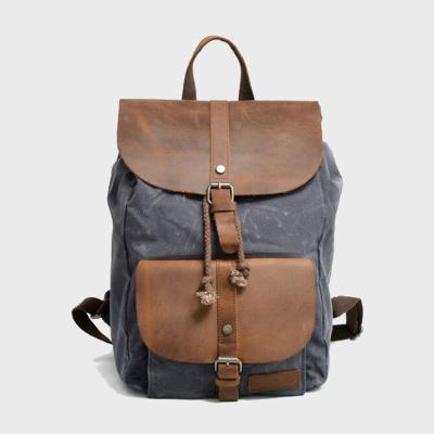 China Waterproof Waxed Canvas Vintage Backpacks Classic Leather Backpack Vintage Rucksack Laptop Bags for sale