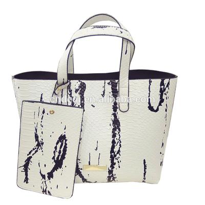 China European market fashion crocodile PU tote bag customized wholesale single shoulder bag large shopping bag with a zipper pocket for sale