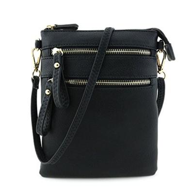 China DEQI Wholesale Fashion PU Logo Women Lady Zipper Travel Sling PU Leather Tote Hand Clutch Messenger Shoulder Custom Leather Cross - Body Bag for sale