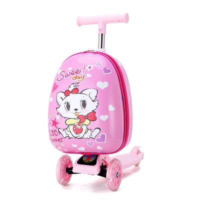 China New Cartoon Travel Case 16 Inch Multi Functional Features Scooter Kids Luggage Custom Suitcase for sale