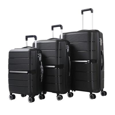 China Vintage PP Suitcase PP Three Pieces Set 20/24/28 Zipper Case Suit Case Set Luggage Filter End Caps Set for sale