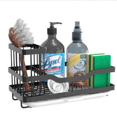 China None 4 in 1 Adhesive Sponge Holder Sink Cart, SUS304 Stainless Steel Sink Basket Brush Holder + Dish Cloth Hanger + Holder + Soap Sink for sale