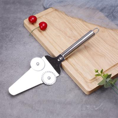 China Double Wheeled Adjustable Pizza Cutter Stainless Steel Pizza Cutter Mini Adjustable Pie Slicer Pastry Pancake Cutter Knives for sale