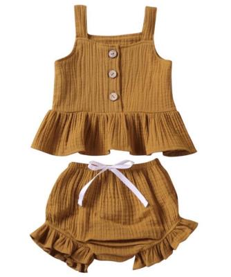 China Summer Casual 100% Cotton Canvas Girls Dress Set for sale