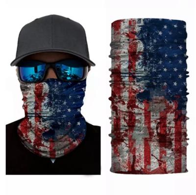 China Microfiber Polyester Cotton USA Banadanas Wholesale Custom Logo 100% Seamless Eco-Friendly American Flag Bandana for sale