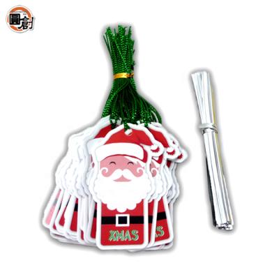 China Alternate the Other Santa Claus Christmas Cardboard Tag with Twist Ties for sale