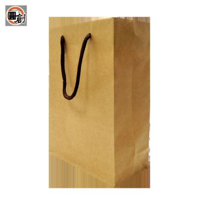 China Handmade Flexiloop 17.5*8*25cm Custom Made Handmade Handle Brown Kraft Paper Bag for sale