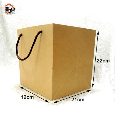 China Handmade handmade 4 inch toughen flexiloop to handle kraft paper bag in stock for sale