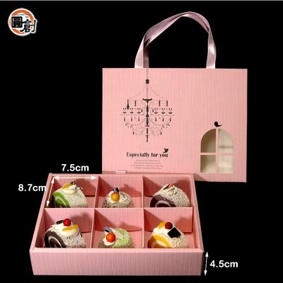 China 6 Compartments Handmade Handmade Paper Box for Macarons with Window for sale