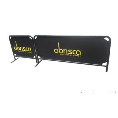 China Full Banner Covered 2m Matte Black Crowd Barricade Logo Banner for sale