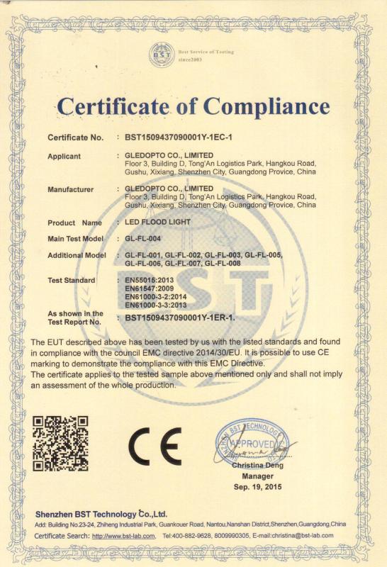 CE - Shenzhen Gledopto Co., Ltd.