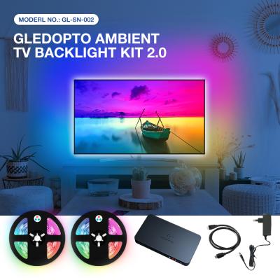 China ABS Plastic Ambient TV Bias Lighting Kit for 4K/30P 12v 2m RGB Band HDMI TV Sync TV BOX for sale