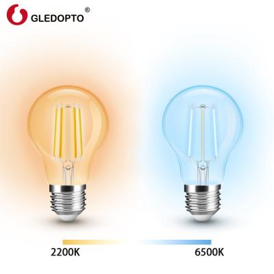 China ZigBee Smart Bulb Light Lamps TDC 2200-6500K E27 A60 Dimmable LED Filament Antique Style Bulb for sale