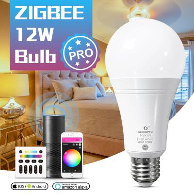 China E26/E27/B22 Gledopto 12W Zigbee Indoor Bulb RGB CCT Colored Smart Led Light Bulb APP Remote Control for sale