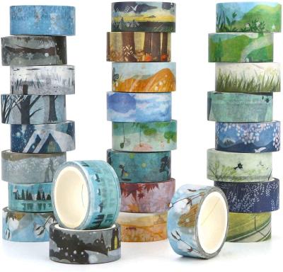 China Waterproof Washi Tape Set 24 Four Seasons Patterns Decorative Tape Collection For DIY Scrapbooking for sale