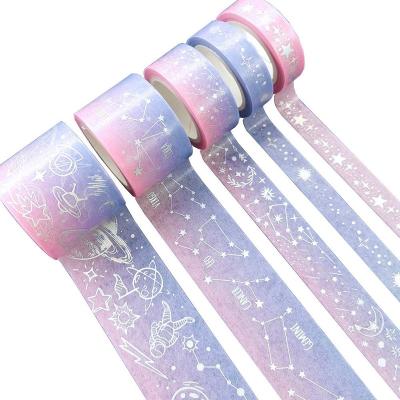 China Custom Printed Waterproof Colorful Acrylic Washi Tape Pink Space DIY Scrapbooking Item Opens Paper Color Design Feature for sale