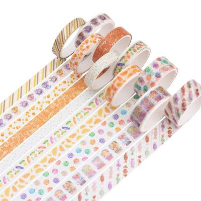 China Decorative Candy Masking Gold Foil Washi Waterproof Glitter Orange Washi Tape Set Tapes for Diary Scrapbook Planner DIY Opens for sale