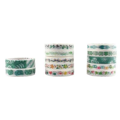 China Waterproof Customized Die Cutting Washi Tape Set Japan Washi Tape Mint Green Green Washi Tape Set For DIY for sale