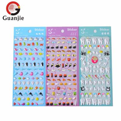 China Waterproof+Eco-friendly Promotion Materials Eco-friendly Non-toxic Kids Cute Puffy Decoration Sticker for sale