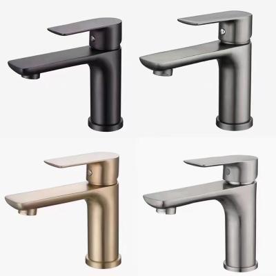 China Other HPSUS304 Stainless Steel Bathroom Faucet one Hole Mixer Tap Deck Mount Black Tap Single Handle Lavatory Basin Vanity Sink Faucet for sale