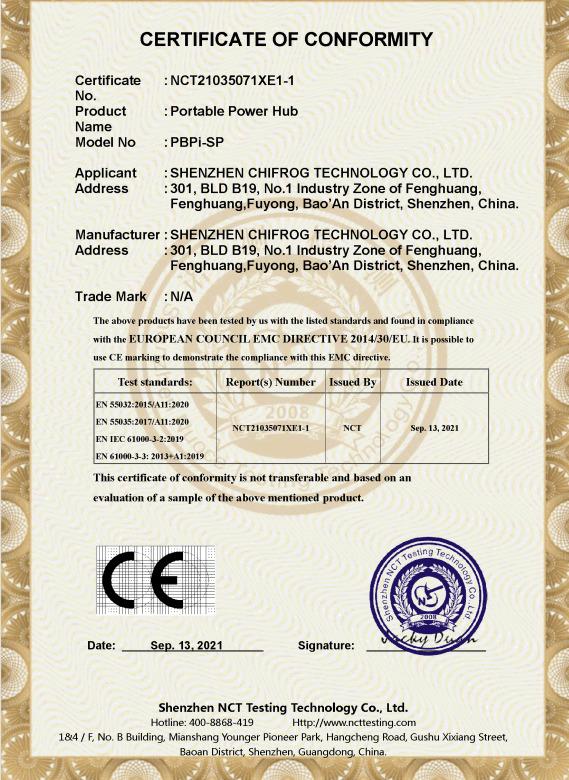 CE - Shenzhen Chifrog Technology Co., Ltd.