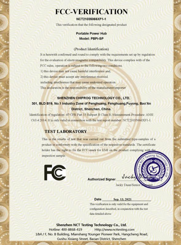 FCC - Shenzhen Chifrog Technology Co., Ltd.