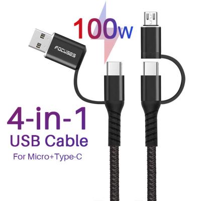 China MP3/MP4 Player Focuses 5A Nylon Braided 4 In 1 Fast Charging Micro Type-C USB Data Cable Charging Data Sync USB Cables Cable for sale