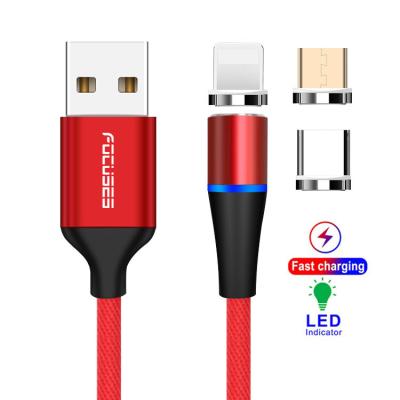 China Good MP3/MP4 Player Ready to USB 3in1 LED Charger Charging Cable Nylon Braided Cable Nylon Braided Fast Data Mobile Phone Charger Charging Cable for sale