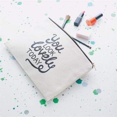 China B031 Eco-Friendly Positive Teen Girl Gift Makeup Pocket Vibe BFF Manipulated Motivational Quote You Look Beautiful Today Makeup Canvas Bag for sale