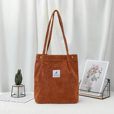 China B041 Handled Customized Eco Friendly Reusable Washable Corduroy Shopping Tote Bag Corduroy Cross - Body Strap Single Shoulder Tote Bag for sale