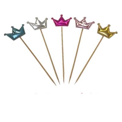 China Party Decoration S0198 100 Pieces Cupcake Topper Decorating Cute Shape Leather Cupcake Crown Party Cake Ornament PU Cake Topper for sale