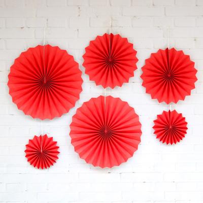 China 6 Pieces Party Decoration S0373 Hanging Paper Fan Set Party Decorations For Birthday Wedding Graduation Events Props for sale