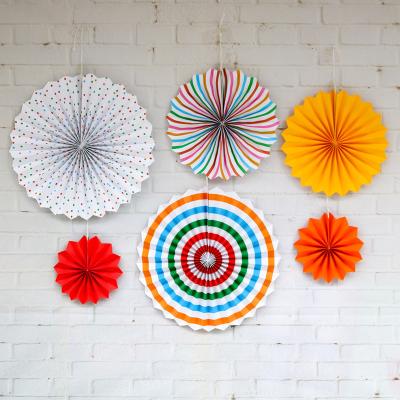 China Party Decoration S0374 6 Pieces Party Decoration Set and Arrangement Decoration Supplies Amazon Wedding Baby Birthday Party Paper Fan for sale